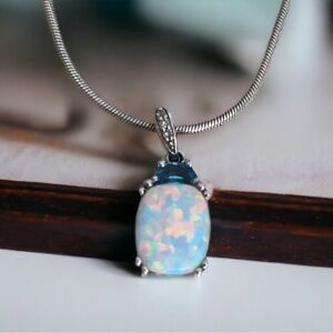 Opal and topaz sterling necklace